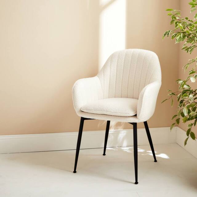 sweeek Boucle fabric accent chair with metal legs in Off-White - image 1