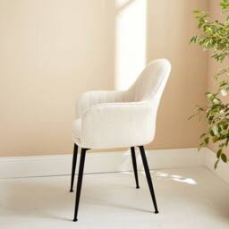 sweeek Boucle fabric accent chair with metal legs in Off-White - thumbnail 4