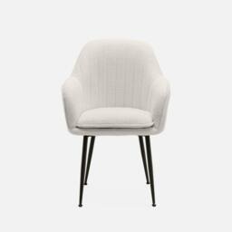 sweeek Boucle Fabric Accent Chair With Metal Legs in White - thumbnail 2