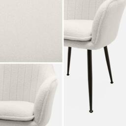 sweeek Boucle Fabric Accent Chair With Metal Legs in White - thumbnail 4