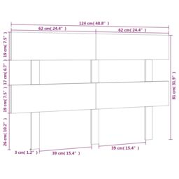 Berkfield Home Bed Headboard Grey 124x3x81 cm Solid Wood Pine - Size: 124 x 3 x 81 cm - thumbnail 6
