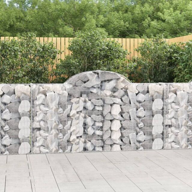 Berkfield Home Arched Gabion Baskets 2 pcs 200x30x100/120 cm Galvanised Iron in Silver - image 1
