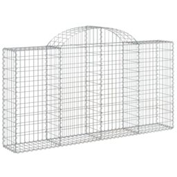Berkfield Home Arched Gabion Baskets 2 pcs 200x30x100/120 cm Galvanised Iron in Silver - thumbnail 3