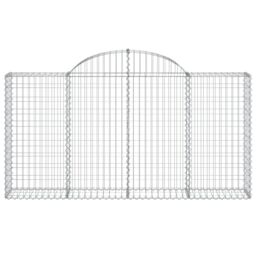 Berkfield Home Arched Gabion Baskets 2 pcs 200x30x100/120 cm Galvanised Iron in Silver - thumbnail 4