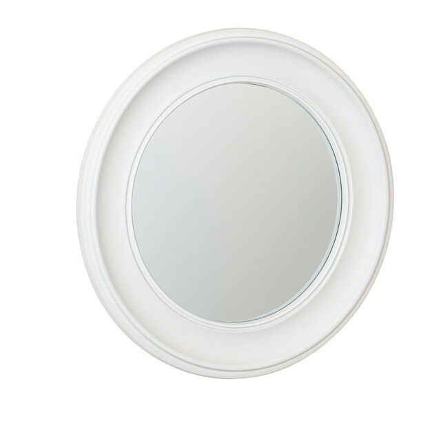 Melody Maison Round Vintage White Wall Mirror 60cm X 60cm - Size: 60 cm X 60 cm - image 1