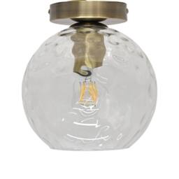 First Choice Lighting Set of 2 Barnum - Dimple Glass Globe Antique Brass Ceiling Lights in Clear - thumbnail 2