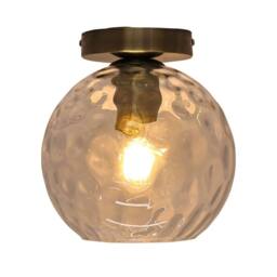 First Choice Lighting Set of 2 Barnum - Dimple Glass Globe Antique Brass Ceiling Lights in Clear - thumbnail 3