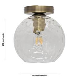 First Choice Lighting Set of 2 Barnum - Dimple Glass Globe Antique Brass Ceiling Lights in Clear - thumbnail 6