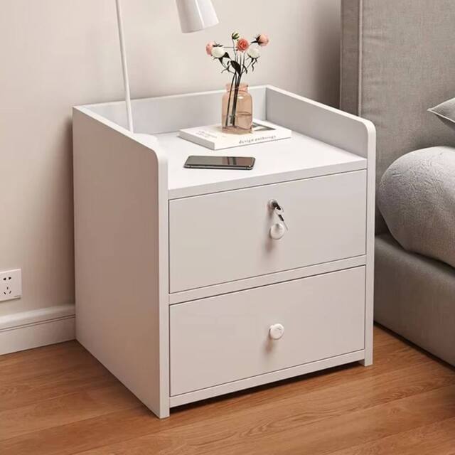Ventryn Wooden Bedside Cabinet with 3 Drawers, Nightstand Storage Side in White - image 1
