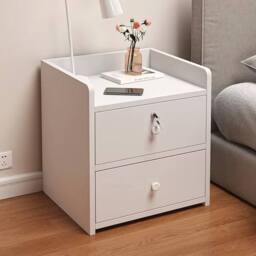 Ventryn Wooden Bedside Cabinet with 3 Drawers, Nightstand Storage Side in White - thumbnail 1