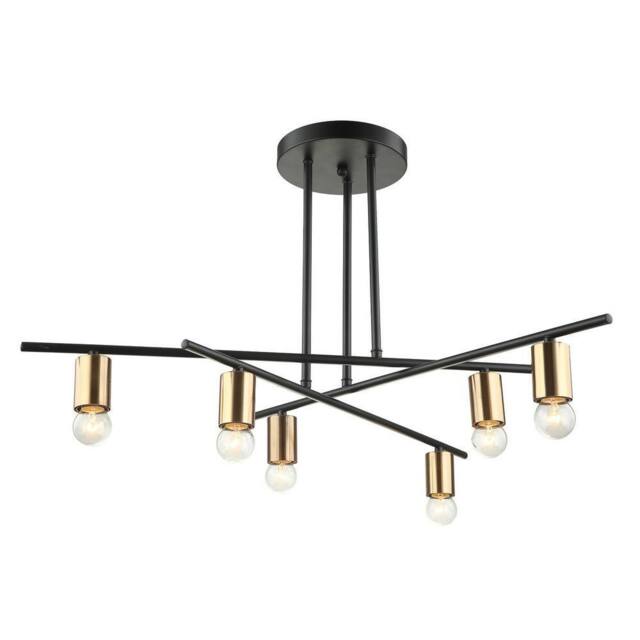 Netlighting Industrial & Retro Flush Ceiling Light Bronze Black 6 Light E27