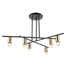 Netlighting Industrial & Retro Flush Ceiling Light Bronze Black 6 Light E27