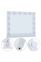 Living and Home Metal Round Lighted Makeup Mirror for Tabletop in Natural - thumbnail 4