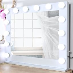 Living and Home Metal Round Lighted Makeup Mirror for Tabletop in Natural - thumbnail 2