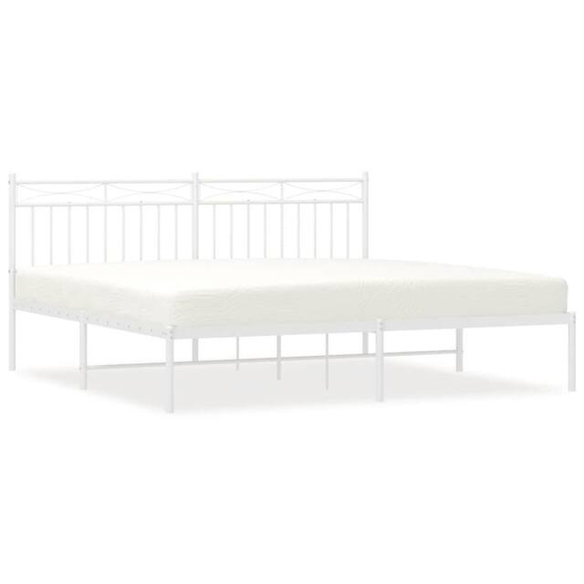 Berkfield Home Metal Bed Frame with Headboard White 183x213 cm - image 1