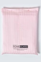 Homescapes Egyptian Cotton Satin Stripe Fitted Sheet 12 inch 330 Thread Count in Pink - Size: Small Double Fitted - thumbnail 5