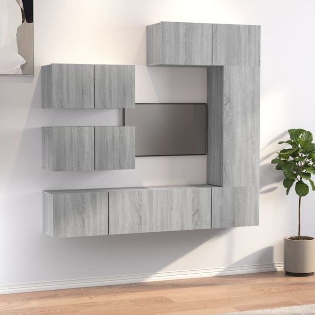 Berkfield Home 6 Piece TV Cabinet Set Grey Sonoma Engineered Wood - image 1