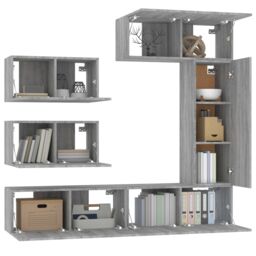 Berkfield Home 6 Piece TV Cabinet Set Grey Sonoma Engineered Wood - thumbnail 4