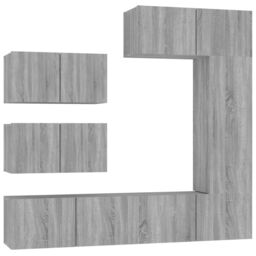 Berkfield Home 6 Piece TV Cabinet Set Grey Sonoma Engineered Wood - thumbnail 2