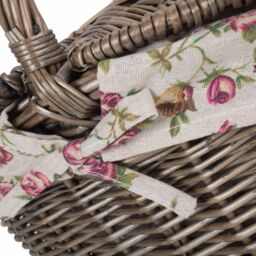Red Hamper Wicker Antique Wash Finish Lined Oval Picnic Basket in Red - thumbnail 5