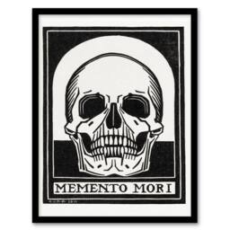Artery8 Julie de Graag Framed Wall Art Memento Mori Skull Black & White - Size: A4 - thumbnail 1