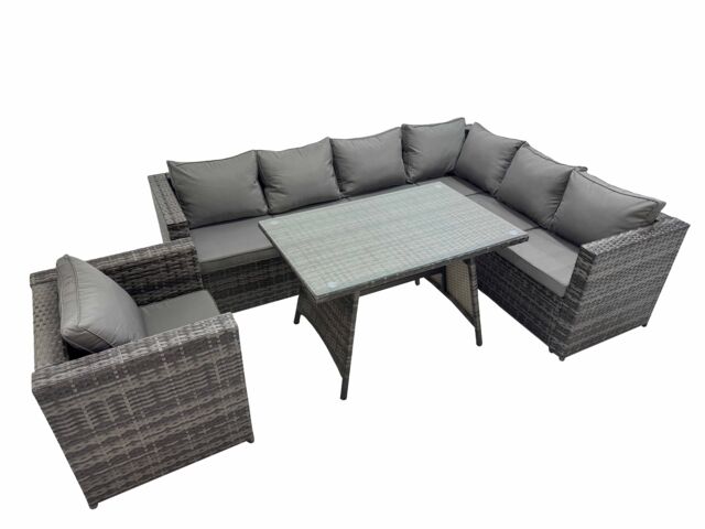 Fimous Patio Furniture Sets with Dining Table Chair Dark Grey Mixed - image 1