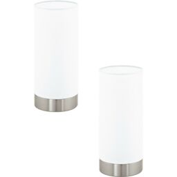 Loops 2 PACK Table Lamp Colour Satin Nickel Shade Round White Satin Glass E27 1x60W in Metallics - thumbnail 1