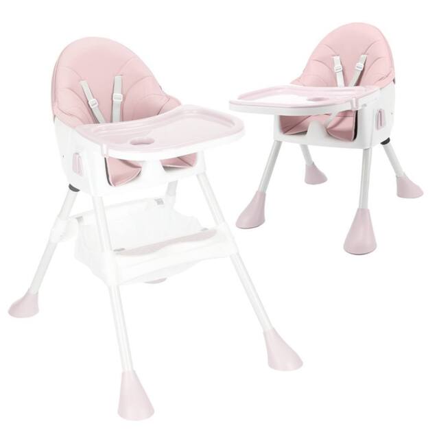 NESTLUNE Pink Foldable Baby High Chair Detachable Tray - image 1