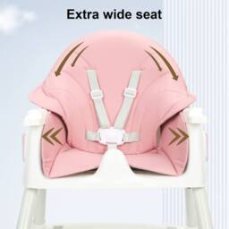 NESTLUNE Pink Foldable Baby High Chair Detachable Tray - thumbnail 3