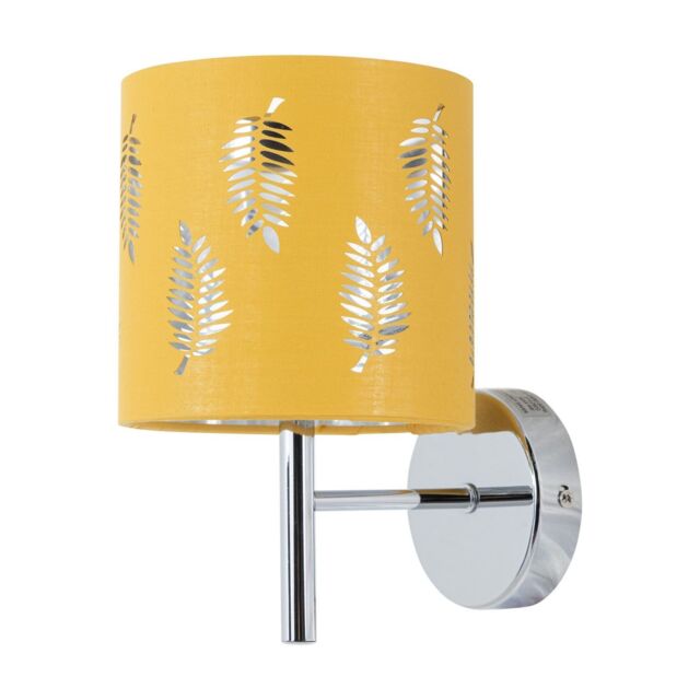 First Choice Lighting Brea - Chrome Wall Light with Ochre Fern Shade in Silver - image 1