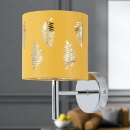 First Choice Lighting Brea - Chrome Wall Light with Ochre Fern Shade in Silver - thumbnail 4