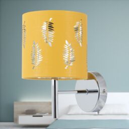 First Choice Lighting Brea - Chrome Wall Light with Ochre Fern Shade in Silver - thumbnail 3