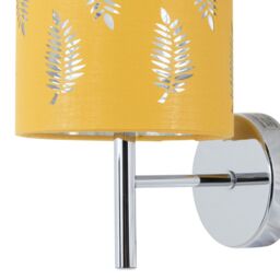 First Choice Lighting Brea - Chrome Wall Light with Ochre Fern Shade in Silver - thumbnail 2
