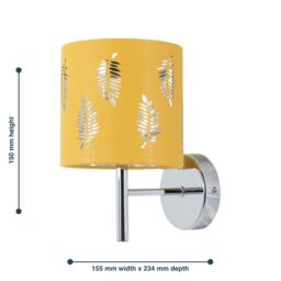 First Choice Lighting Brea - Chrome Wall Light with Ochre Fern Shade in Silver - thumbnail 5