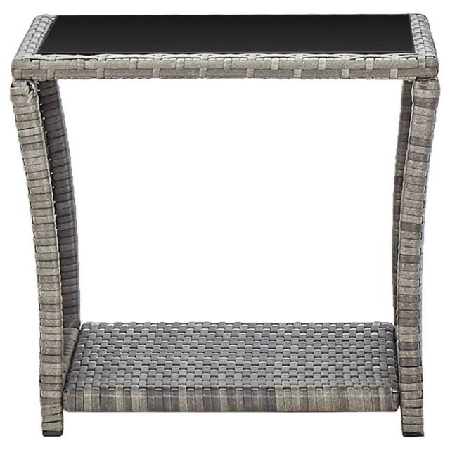Berkfield Home Coffee Table Grey 45x45x40 cm Poly Rattan & Glass - Size: 45 x 45 x 40 cm - image 1