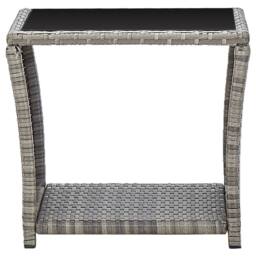 Berkfield Home Coffee Table Grey 45x45x40 cm Poly Rattan & Glass - Size: 45 x 45 x 40 cm - thumbnail 1