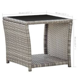 Berkfield Home Coffee Table Grey 45x45x40 cm Poly Rattan & Glass - Size: 45 x 45 x 40 cm - thumbnail 5