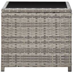 Berkfield Home Coffee Table Grey 45x45x40 cm Poly Rattan & Glass - Size: 45 x 45 x 40 cm - thumbnail 3