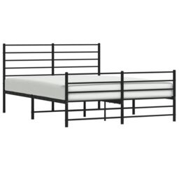 Berkfield Home Metal Bed Frame with Headboard & Footboard Black 150x200 cm King Size - thumbnail 4
