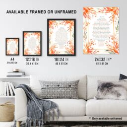 "Artery8 Wall Art Print Blessed Beatitudes Sermon of the Mount Matthew Gospel Orange Art Poster - Size: W24"" x H32""" - thumbnail 3
