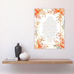 "Artery8 Wall Art Print Blessed Beatitudes Sermon of the Mount Matthew Gospel Orange Art Poster - Size: W24"" x H32""" - thumbnail 4