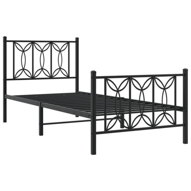 Berkfield Home Metal Bed Frame without Mattress with Footboard Black 80x200cm - Size: 80x200 cm - image 1