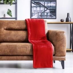 New Edge Blinds Plush Collection Flannel Fleece Super Soft Throw in Red - Size: 127 cm x 152 cm - thumbnail 5