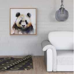 Warren Reed - Designer Panda Watercolour Framed Canvas in Light Brown - Size: w10 inch x h10 inch - thumbnail 2