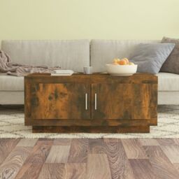 Berkfield Home Coffee Table Smoked Oak 102x50x45 cm Engineered Wood in Brown - Size: 102 x 50 x 45 cm - thumbnail 1