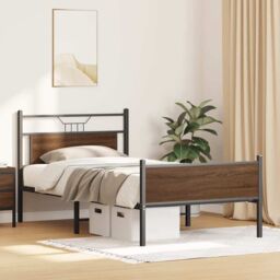 Berkfield Home Bed Frame without Mattress Brown Oak 100x200 cm Engineered Wood - thumbnail 5