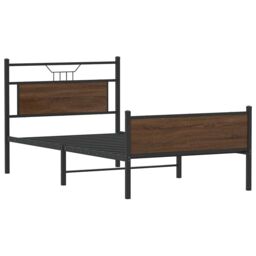 Berkfield Home Bed Frame without Mattress Brown Oak 100x200 cm Engineered Wood - thumbnail 3