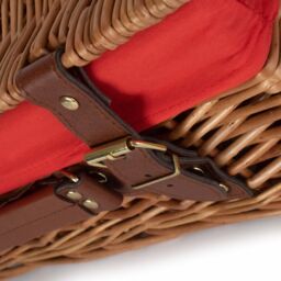 Red Hamper Wicker 35cm Light Steamed Picnic Basket with Cotton Lining in Red - thumbnail 5