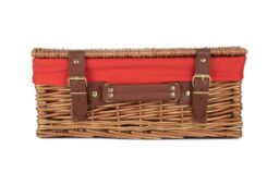 Red Hamper Wicker 35cm Light Steamed Picnic Basket with Cotton Lining in Red - thumbnail 4
