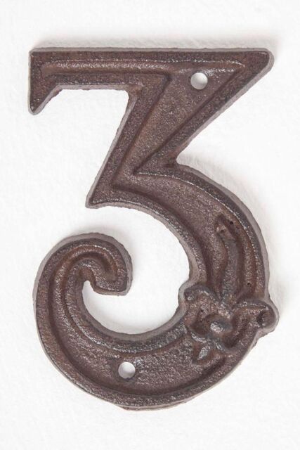 Homescapes Cast Iron House number, 3 in Brown - image 1